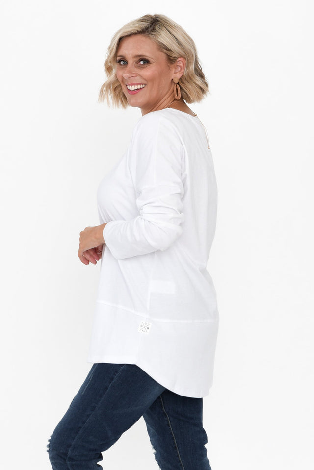 Fundamental White Cotton Rib Sleeved Top