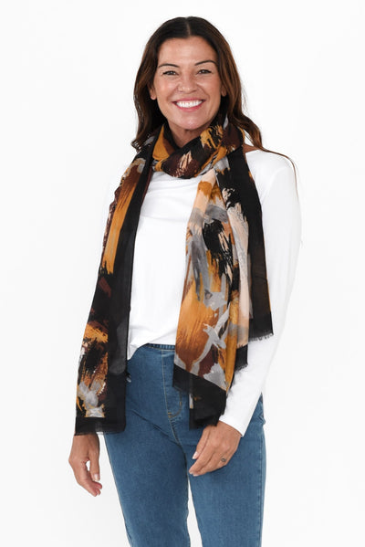 Fusion Black Abstract Scarf