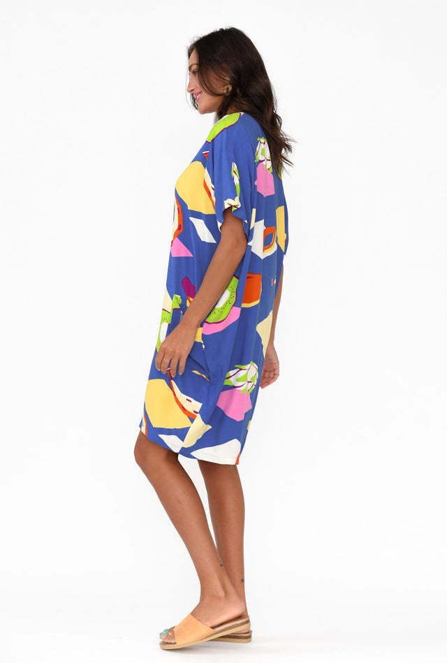 Gaby Cobalt Fruity Drape Tee Dress