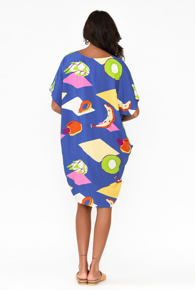 Gaby Cobalt Fruity Drape Tee Dress