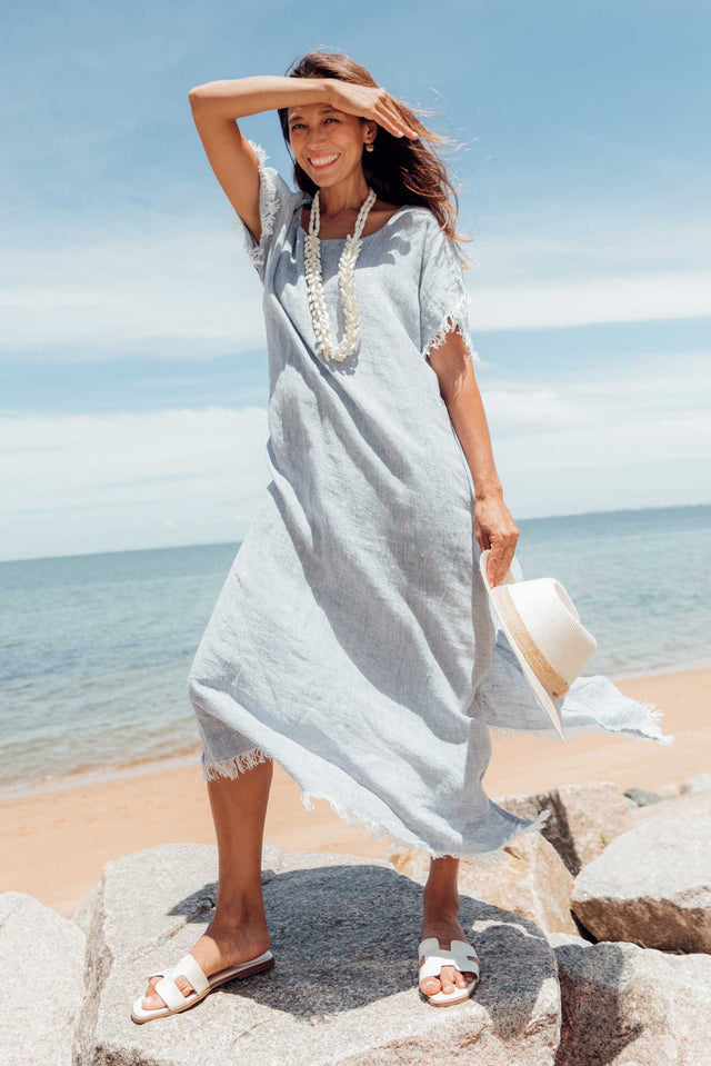 Galene Blue Linen Dress