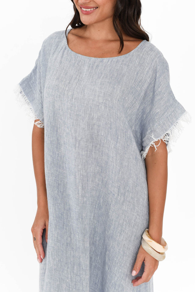 Galene Blue Linen Dress image 6