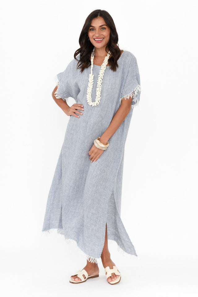 Galene Blue Linen Dress image 3