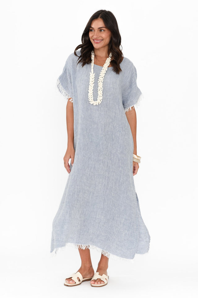 Galene Blue Linen Dress image 7