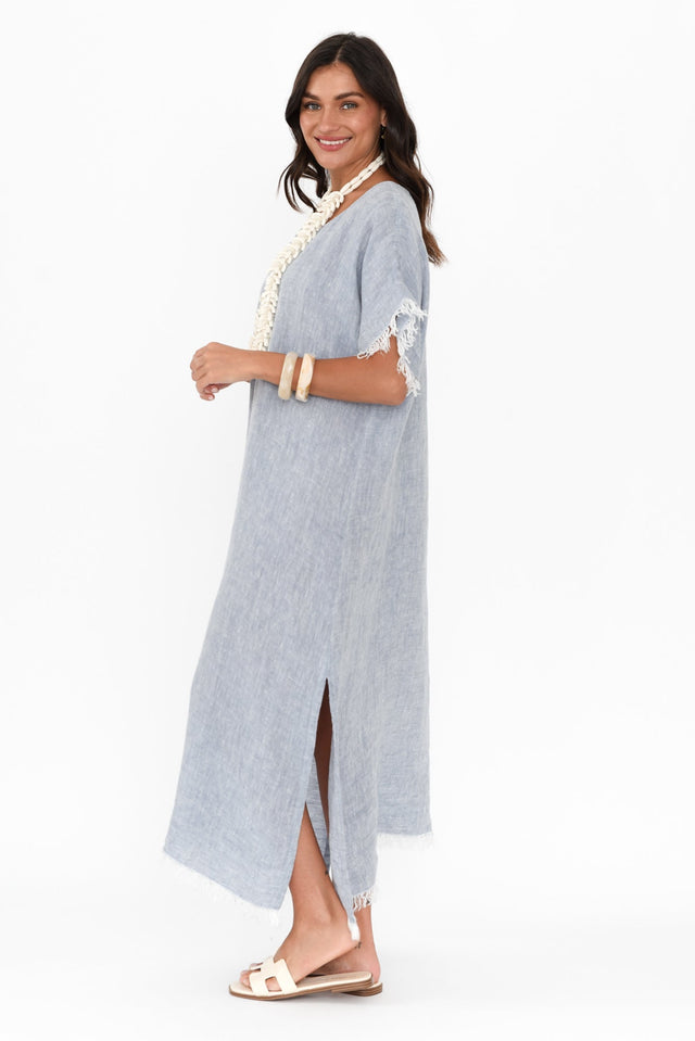 Galene Blue Linen Dress image 4