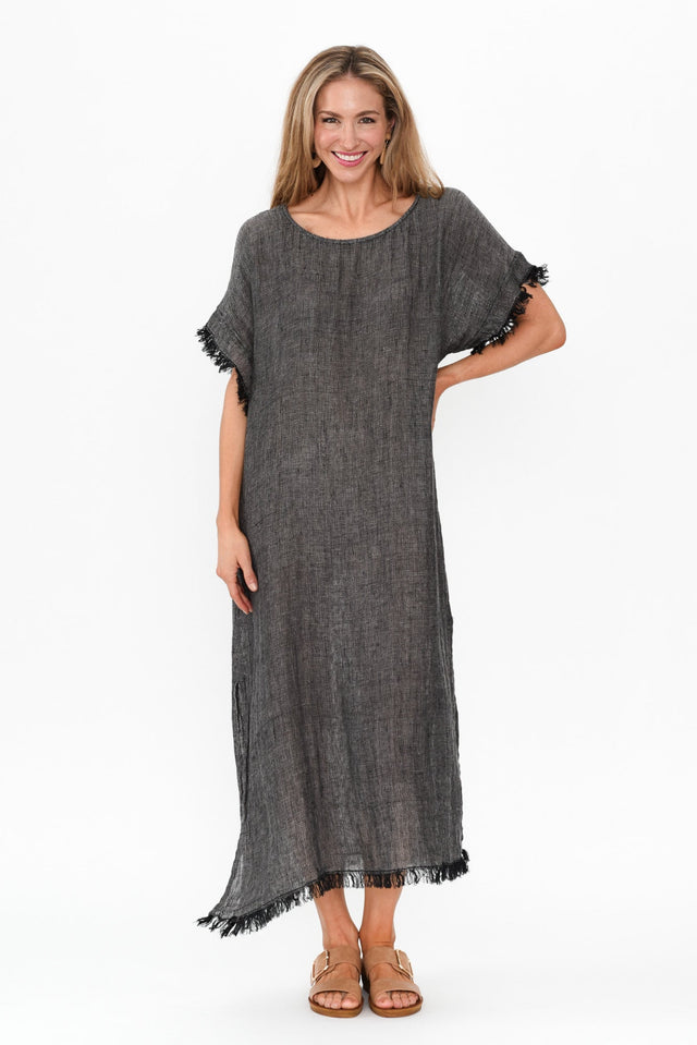 Galene Charcoal Linen Dress