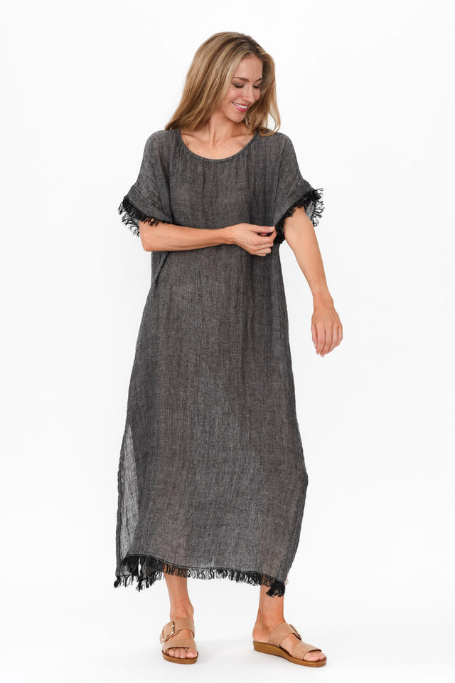 Galene Charcoal Linen Dress