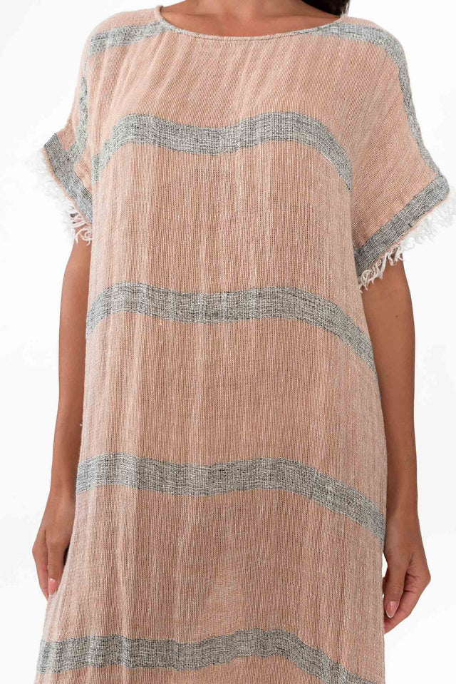 Galene Pink Stripe Linen Dress image 5