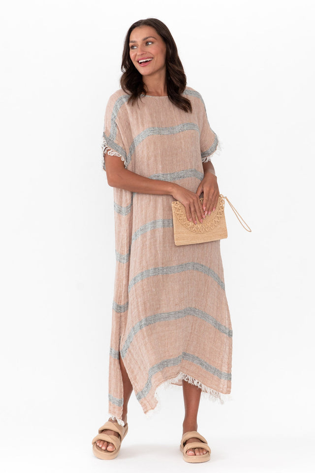 Galene Pink Stripe Linen Dress banner image