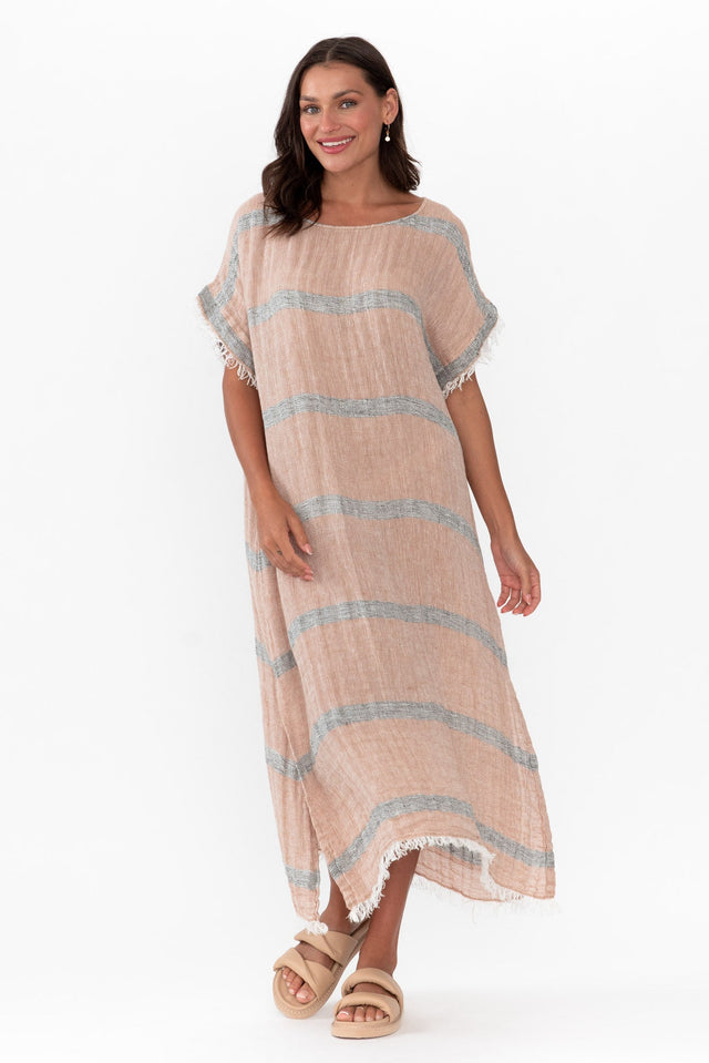 Galene Pink Stripe Linen Dress