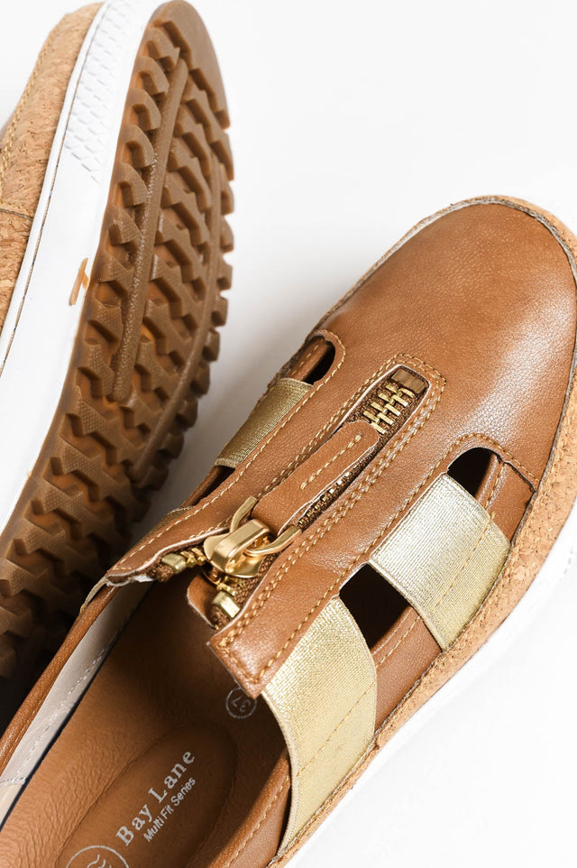 Galley Tan Leather Zip Sneaker image 5