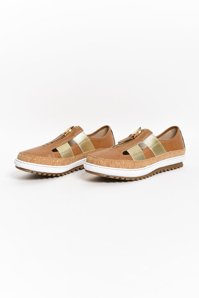 Galley Tan Leather Zip Sneaker