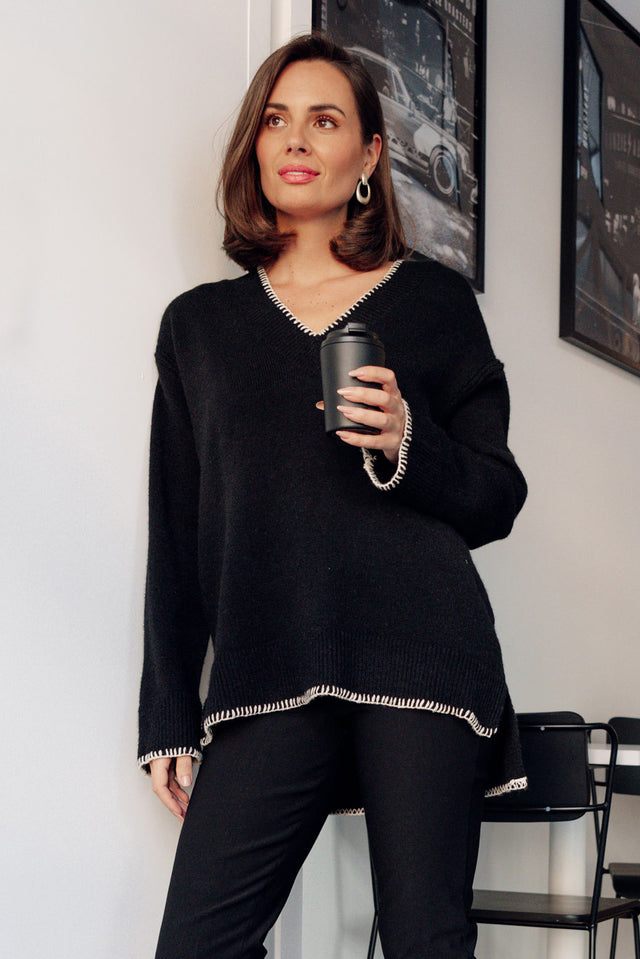 Garrick Black Trim Knit Jumper image 1