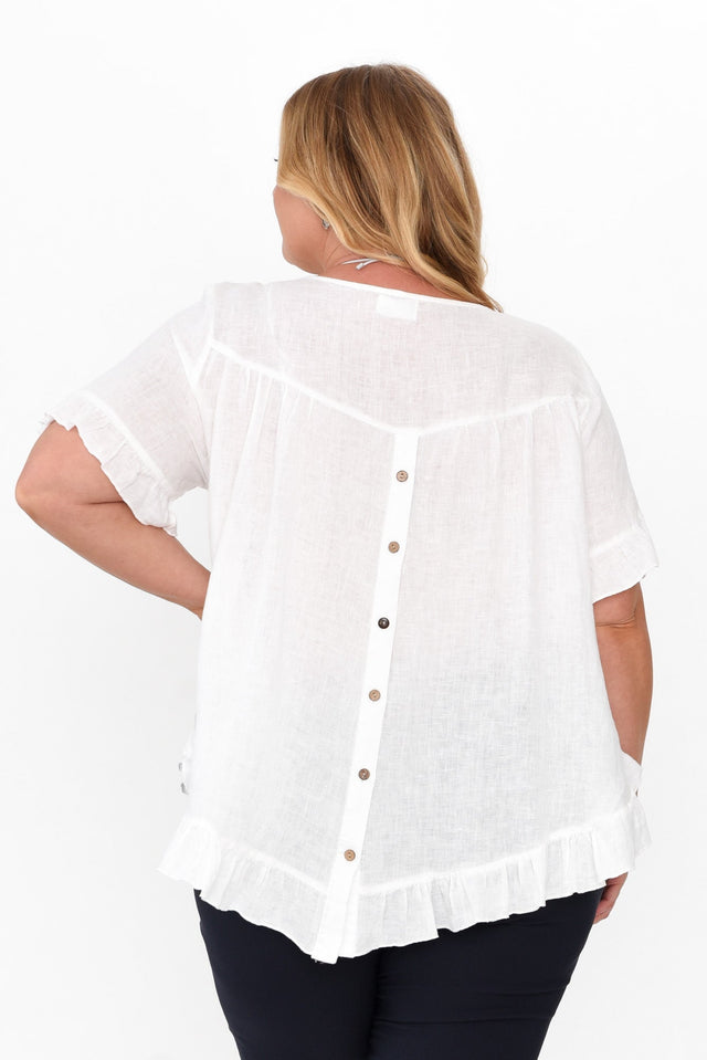 Genevieve White Linen Frill Top image 11