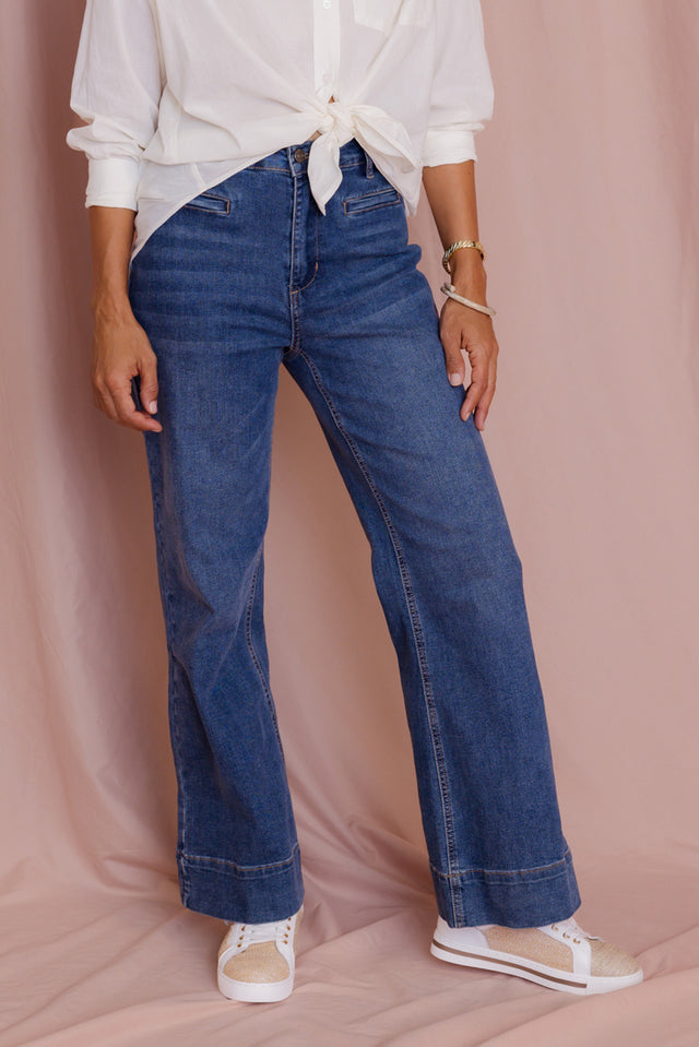 Georgia Blue Cotton Jeans image 1