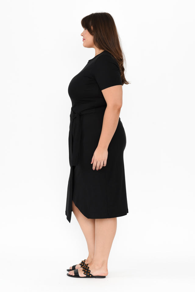 Georgie Black Wrap Cotton Tee Dress