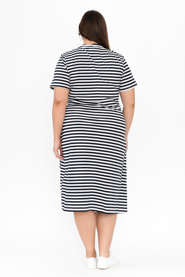 Georgie Navy Stripe Wrap Cotton Tee Dress image 10