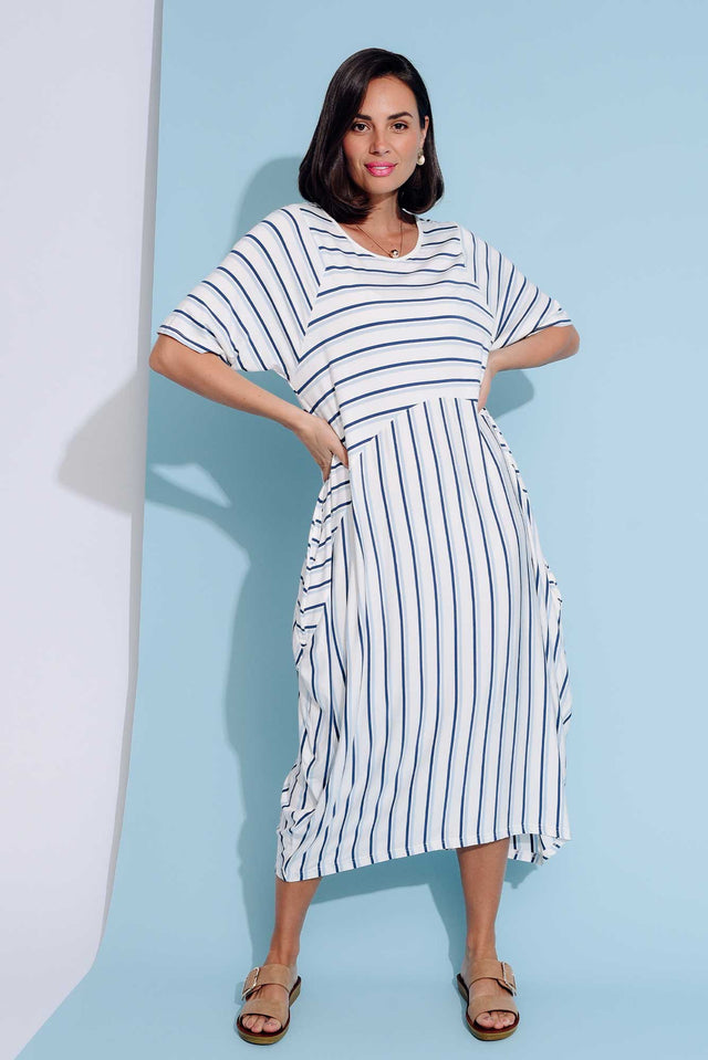 Gina Blue Stripe Bamboo Dress