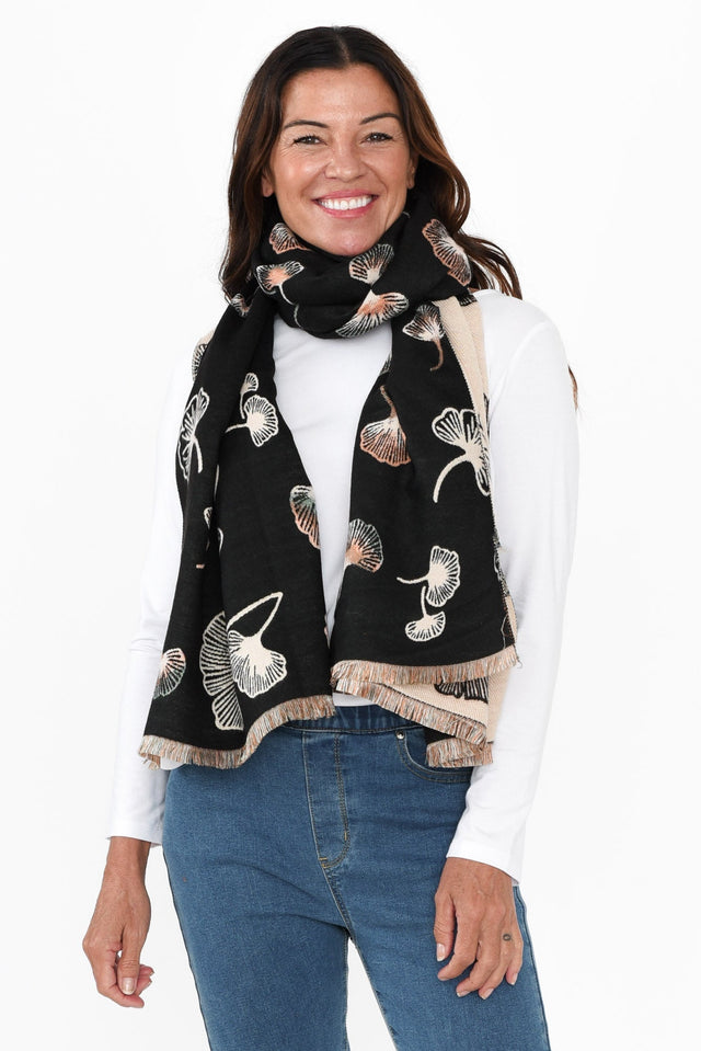 Ginko Black Flower Scarf image 1