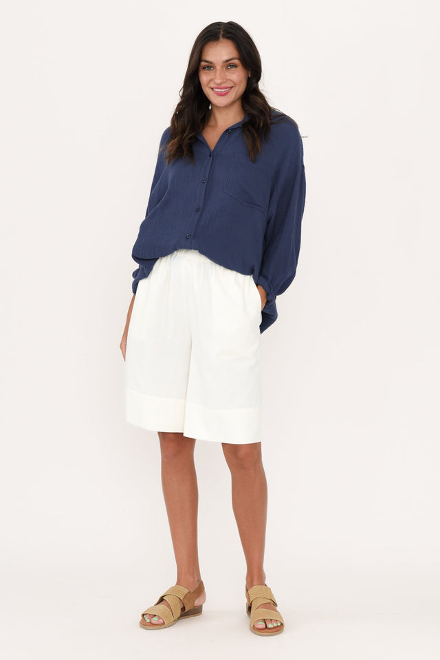 Ginny White Linen Blend Shorts image 7