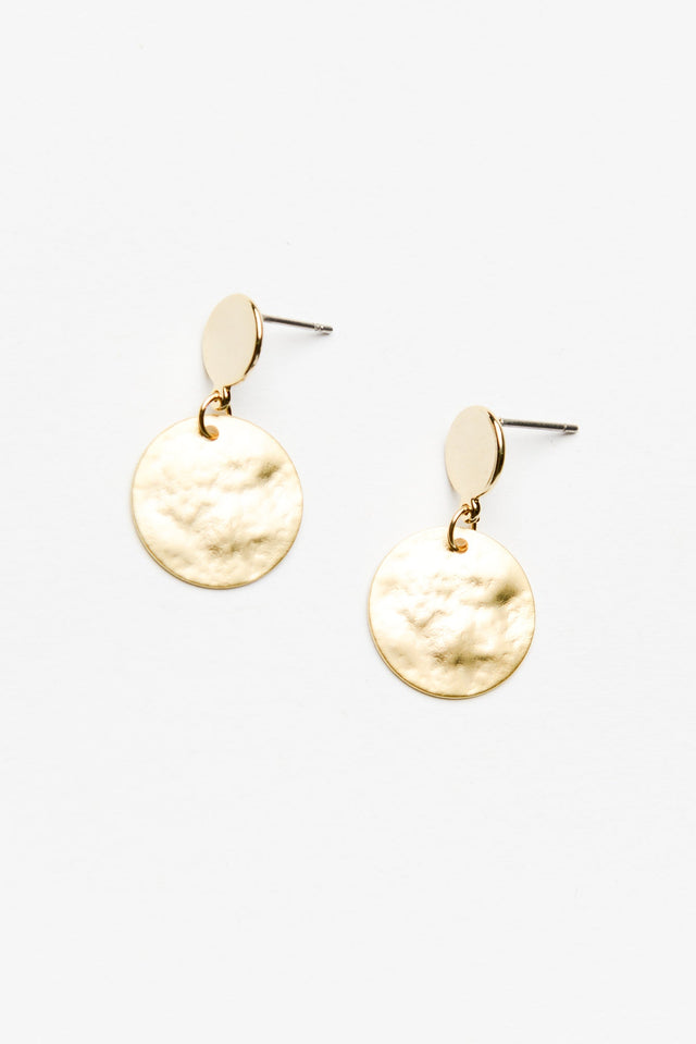Gold Textured Double Disc Earring - Blue Bungalow