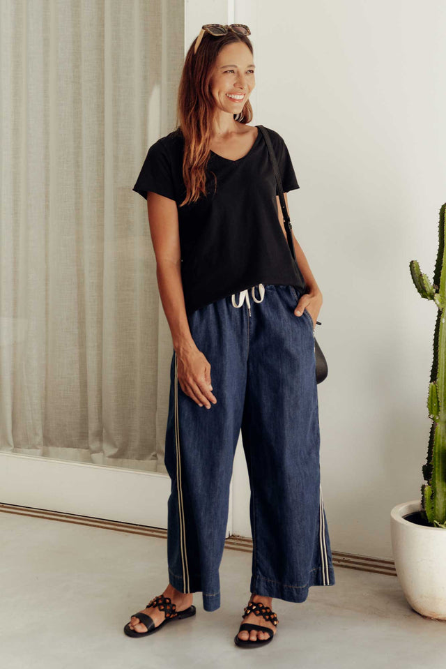 Greta Dark Denim Stripe Wide Leg Pants image 1