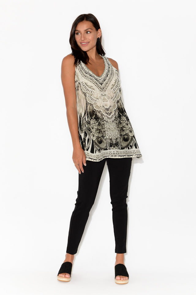 Grey Safari Silk Singlet Top