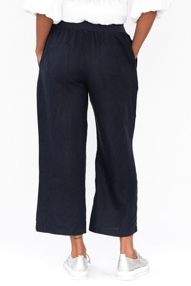 Griffin Navy Linen Wide Leg Pants image 4