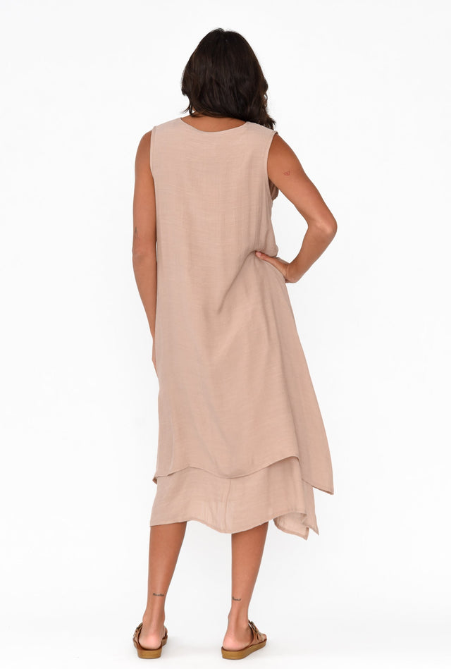 Gutha Beige Cotton Blend Layer Dress