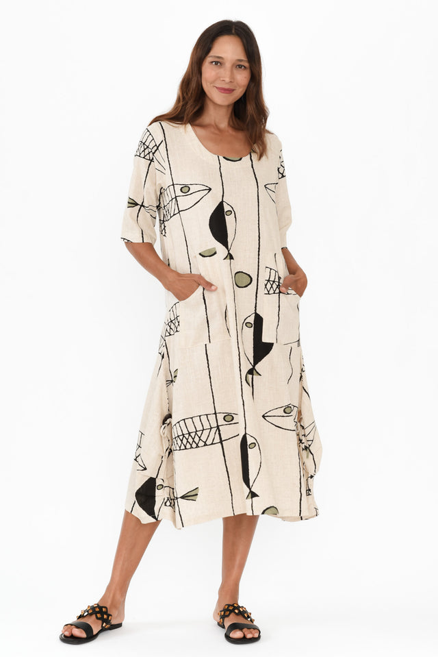 Hailee Beige Sea Linen Cotton Dress