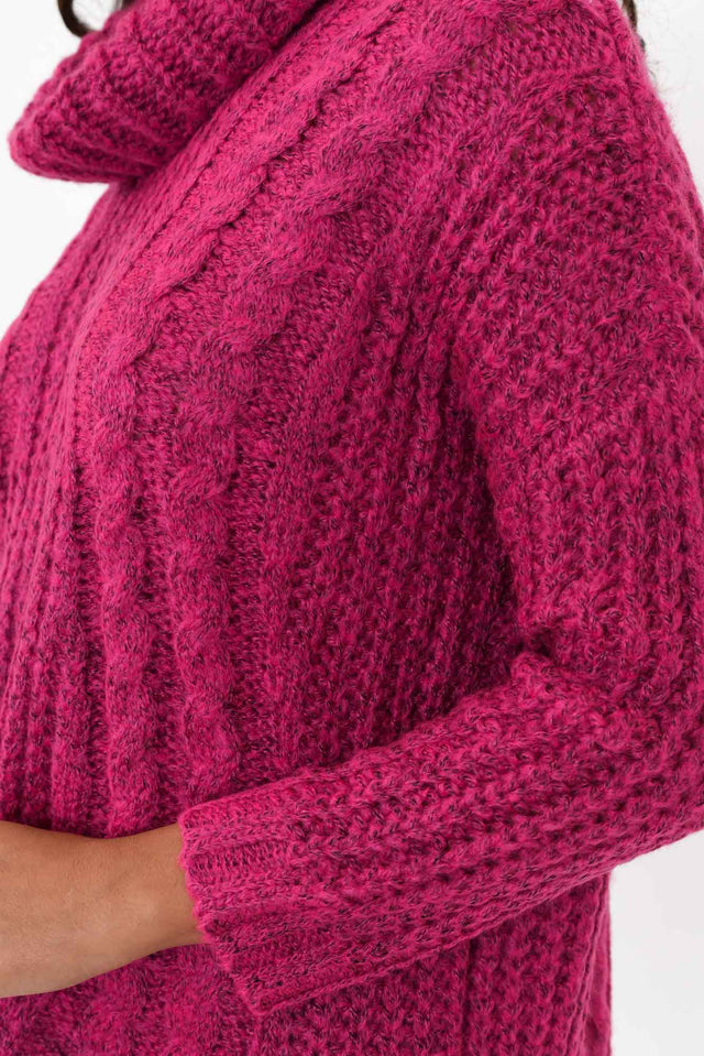 Hamlin Hot Pink Roll Neck Sweater