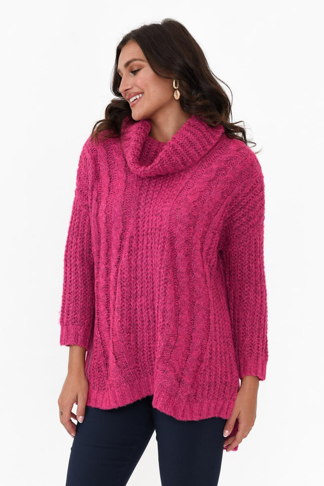 Hamlin Hot Pink Roll Neck Sweater image 4