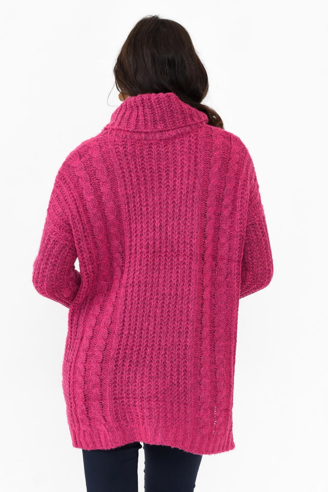 Hamlin Hot Pink Roll Neck Sweater