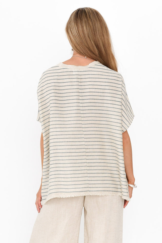 Hanley Beige Stripe V Neck Top