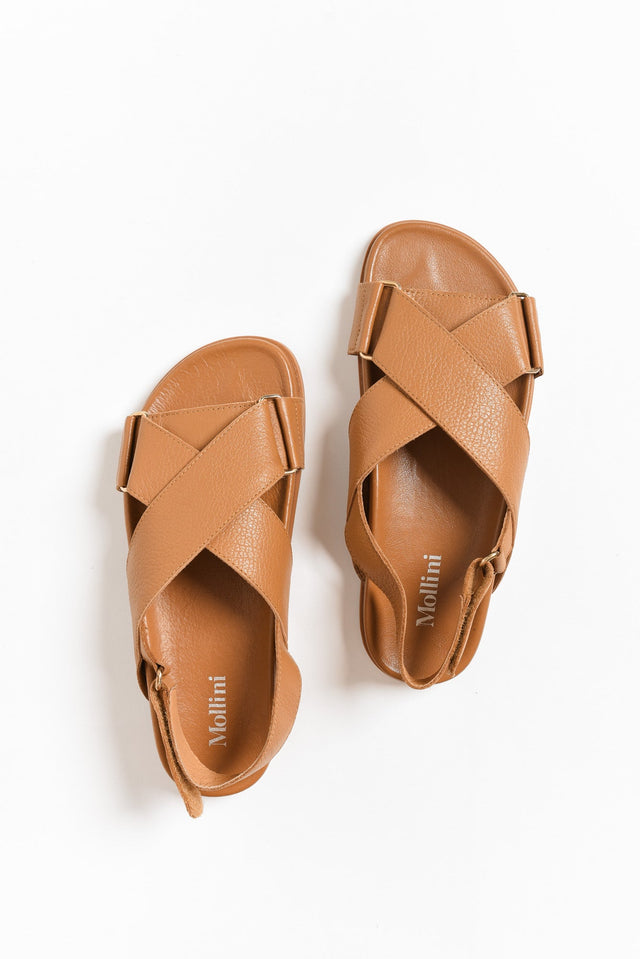 Haylow Tan Leather Crossover Sandal image 1