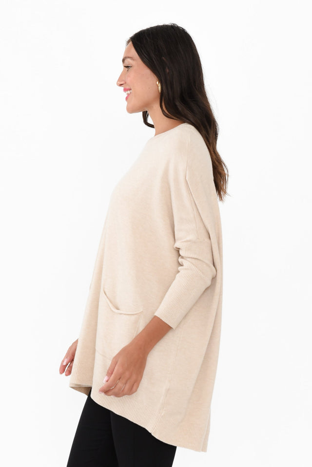 Helsinki Beige Knit Pocket Jumper image 3