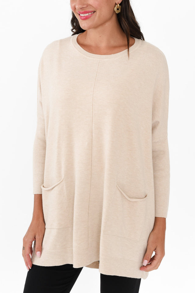 Helsinki Beige Knit Pocket Jumper image 5