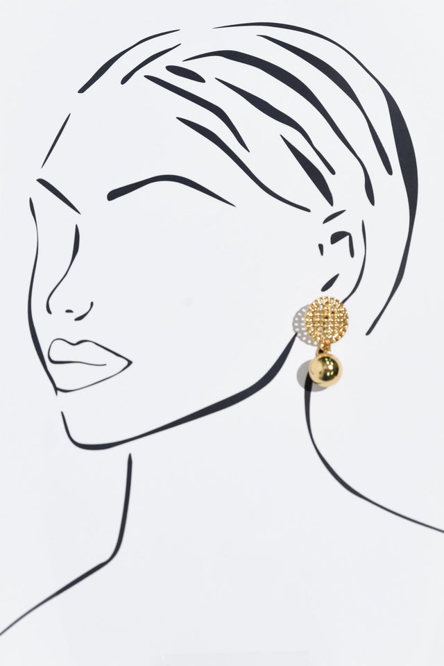 Hilma Gold Ball Drop Earrings image 2