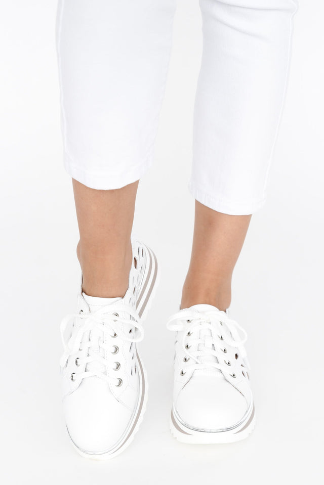 Holiday White Leather Platform Sneaker image 4