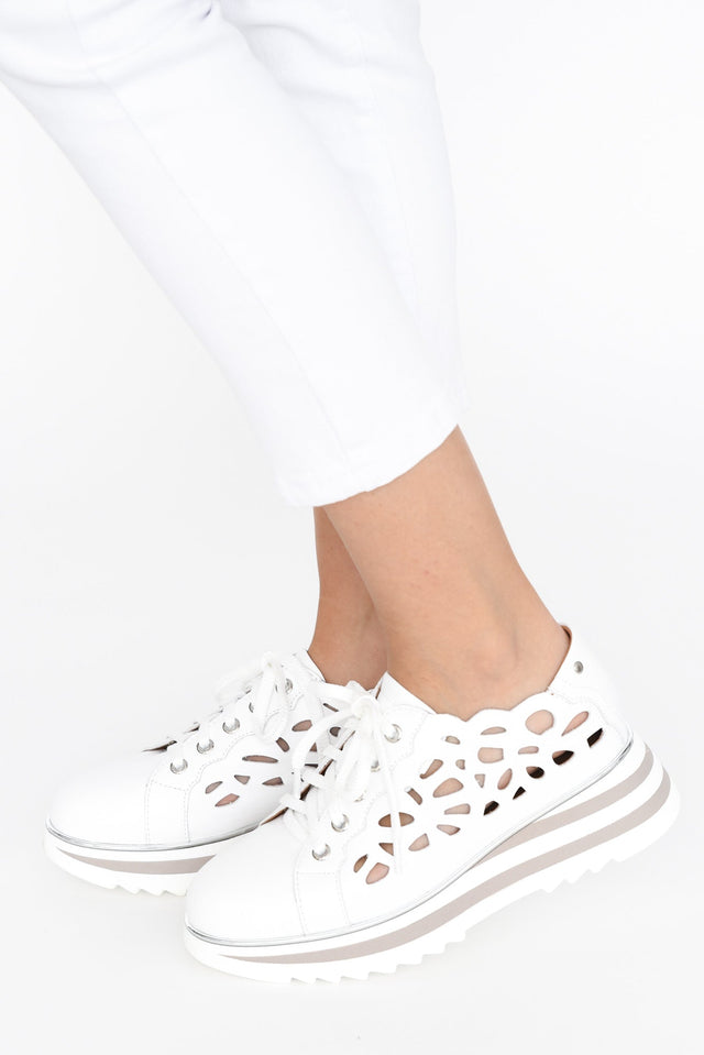 Holiday White Leather Platform Sneaker image 1