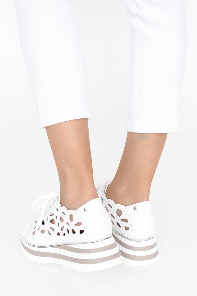 Holiday White Leather Platform Sneaker