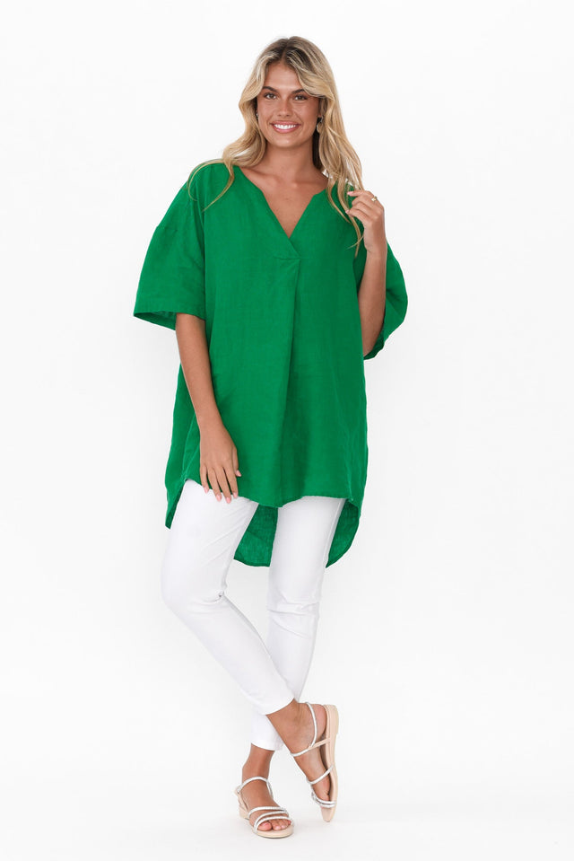 Holland Green Linen V Neck Tunic image 4