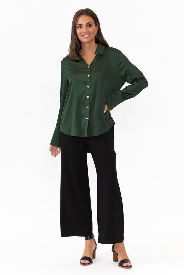 Honor Dark Green Satin Shirt