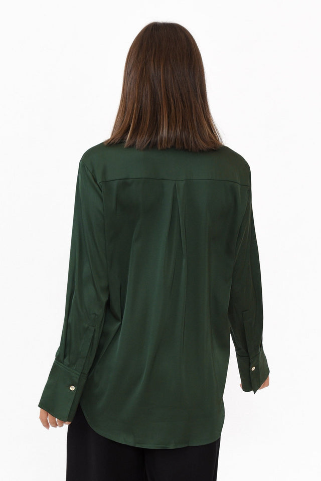 Honor Dark Green Satin Shirt image 6