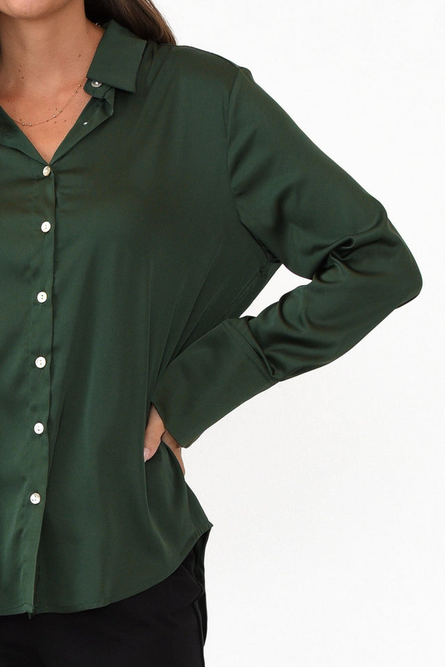 Honor Dark Green Satin Shirt