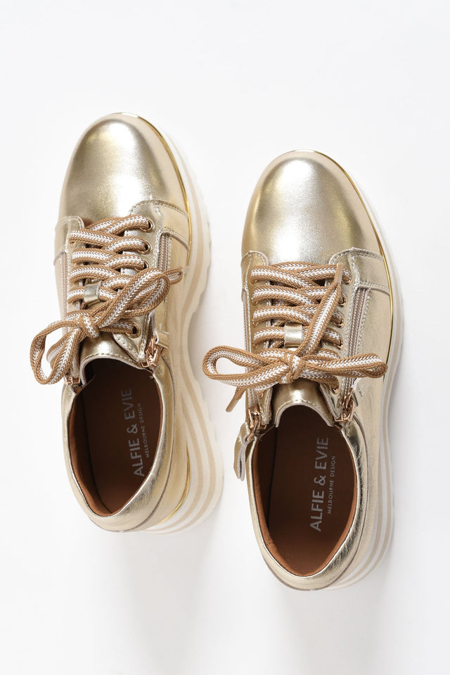 Hosting Gold Leather Platform Sneaker