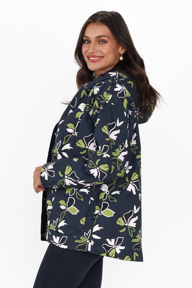 Idyll Navy Floral Raincoat