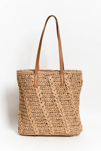 Imola Tan Straw Tote Bag