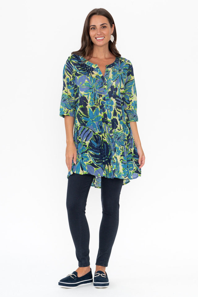Indra Blue Meadow Cotton Tunic Top image 3