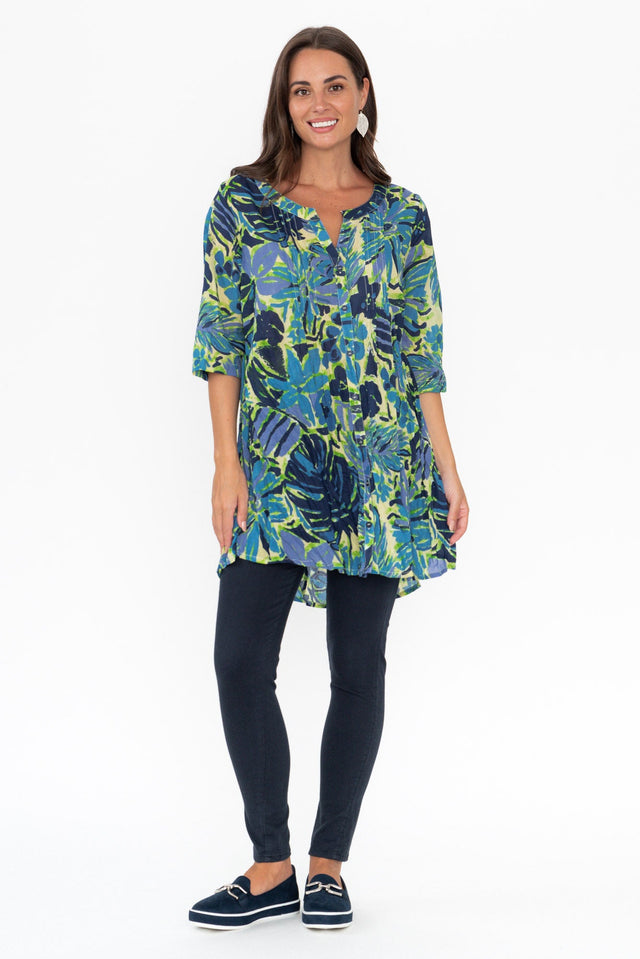 Indra Blue Meadow Cotton Tunic Top